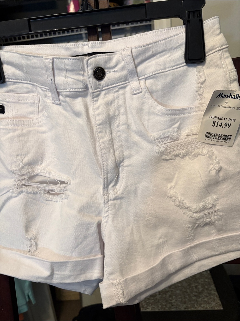 Marshalls White Distressed Denim Shorts